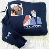 Custom Embroidered Photo Sweatshirt for Couple