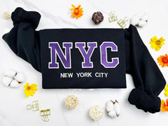 Zaotify NYC custom letter embroidered filled varsity sweatshirt