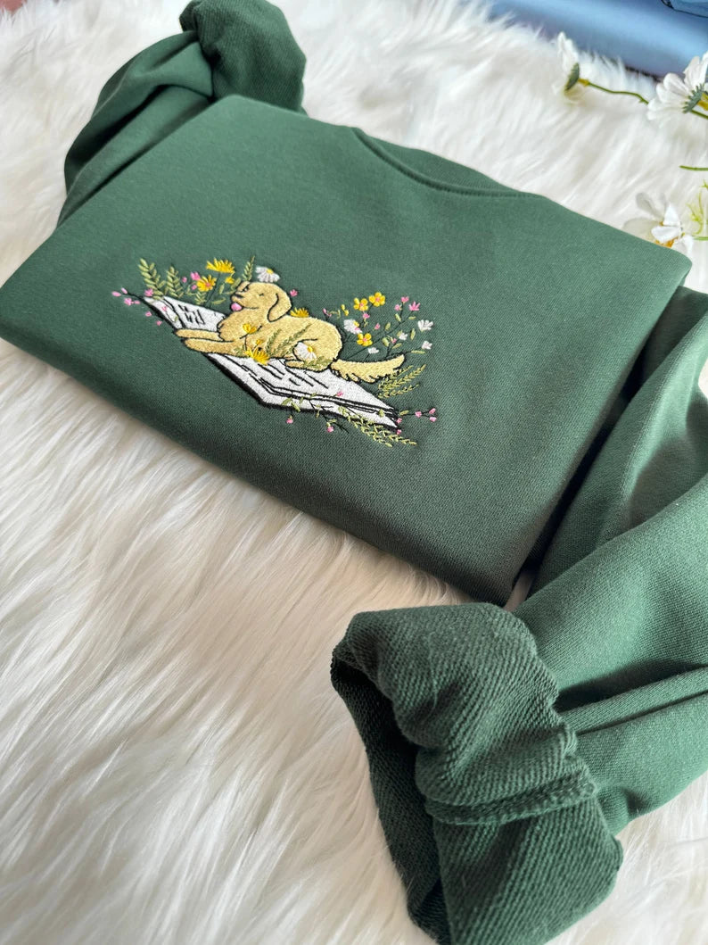 dog embroidered sweatshirt