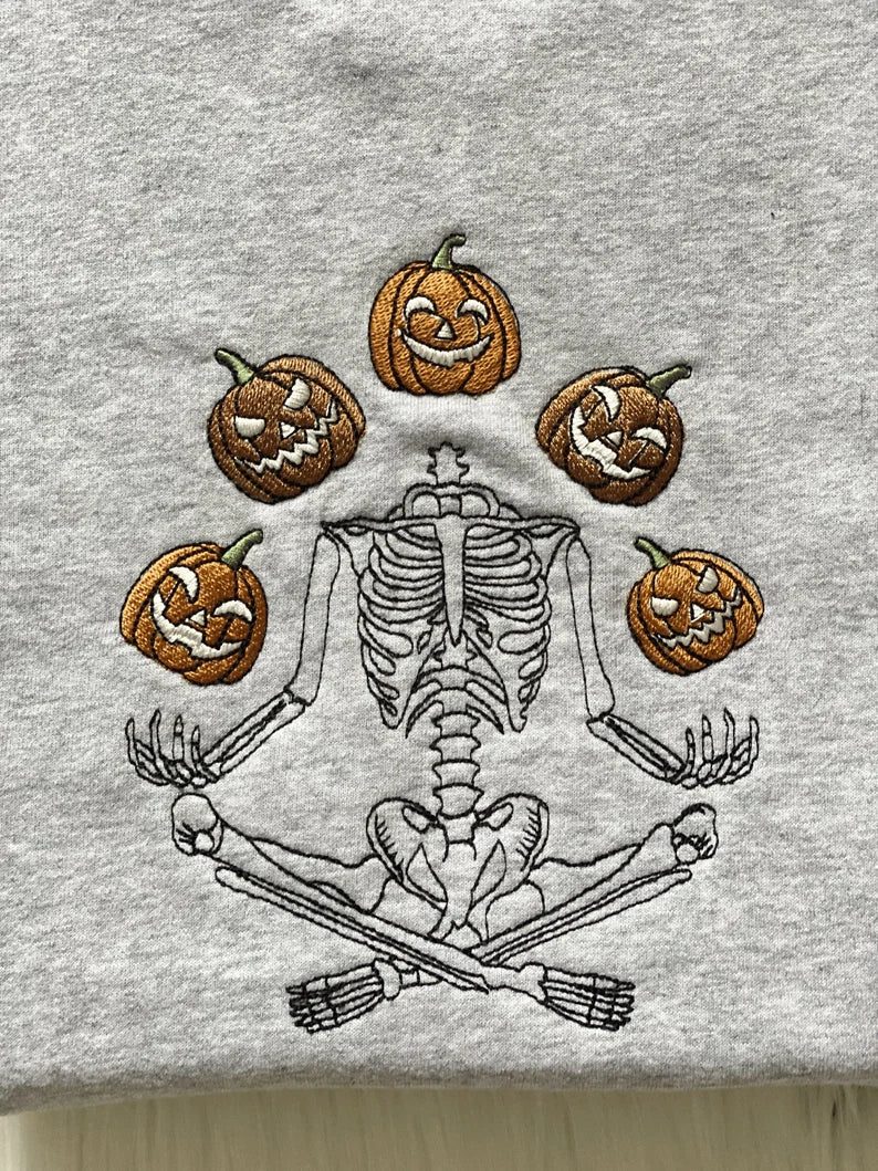 quality skeleton embroidary for halloween dress