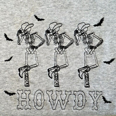 Embroidered Halloween Skeleton Howdy Sweatshirt