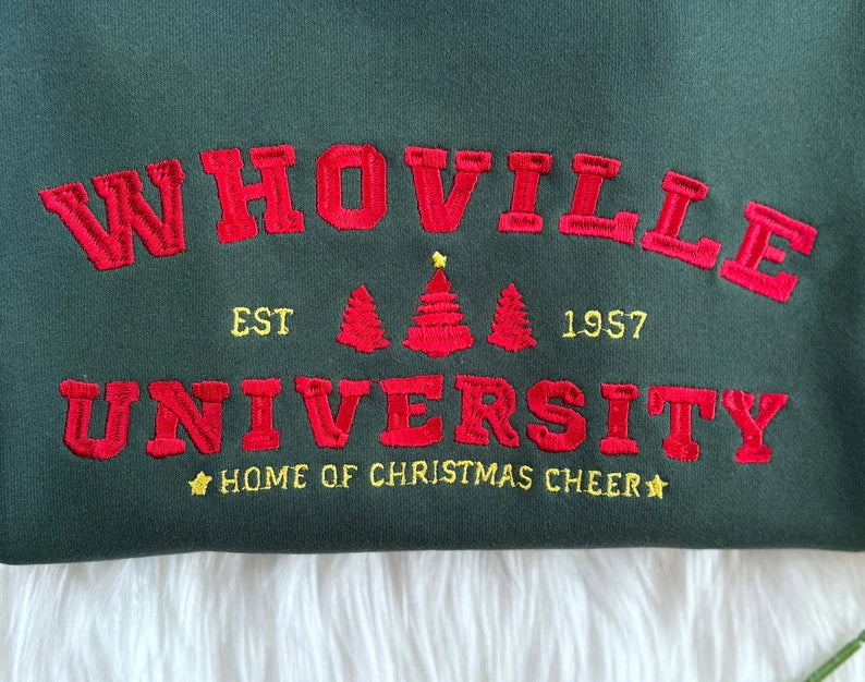 whoville university embroidered sweatshirt